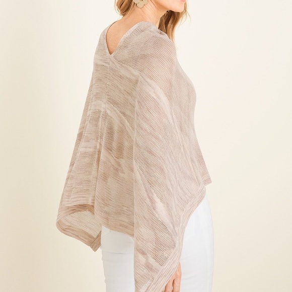 NWT Chico’s textured knit orange combo poncho - Picture 3 of 5